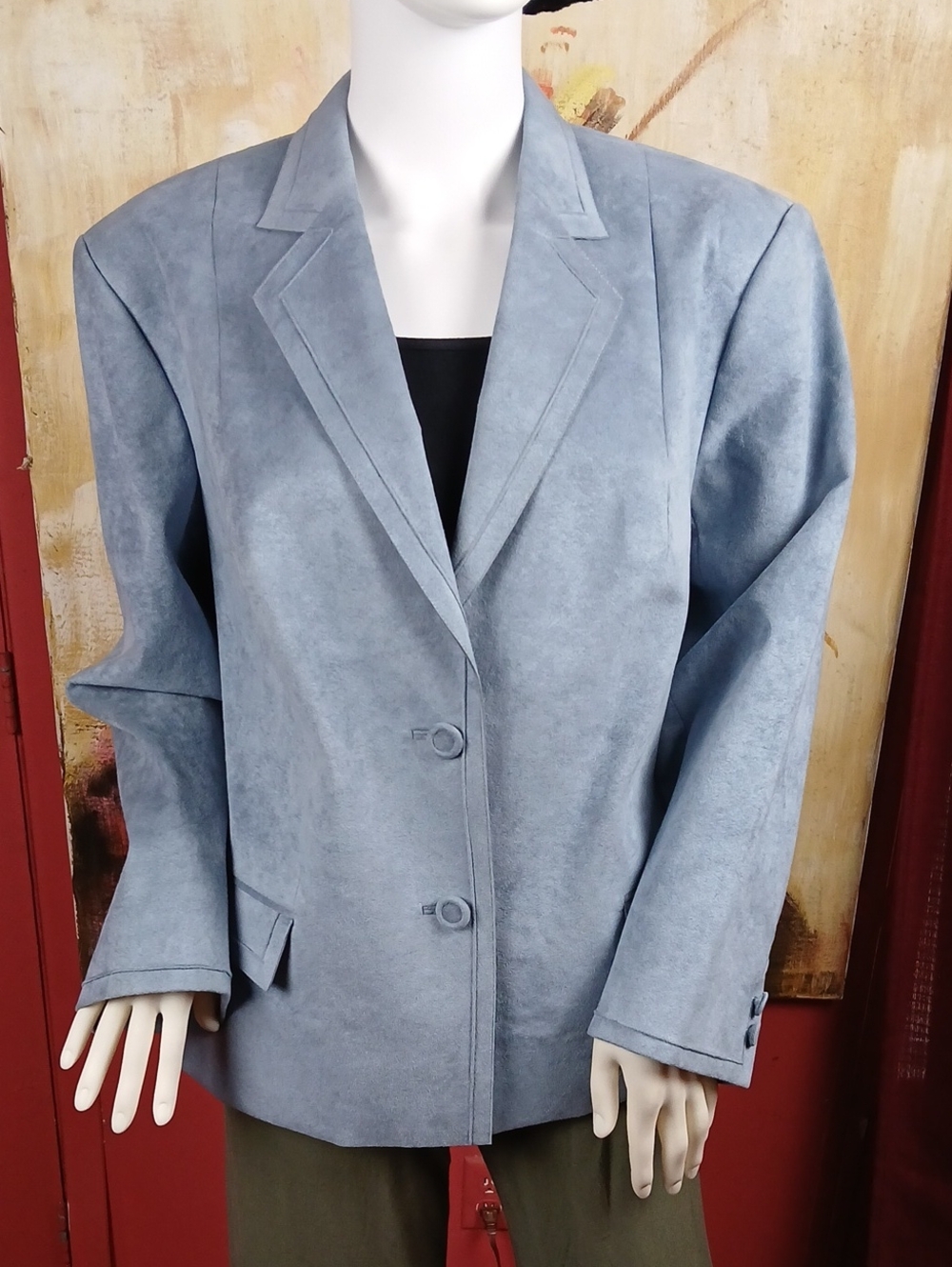 Classic Light Blue Suede Blazer - Women